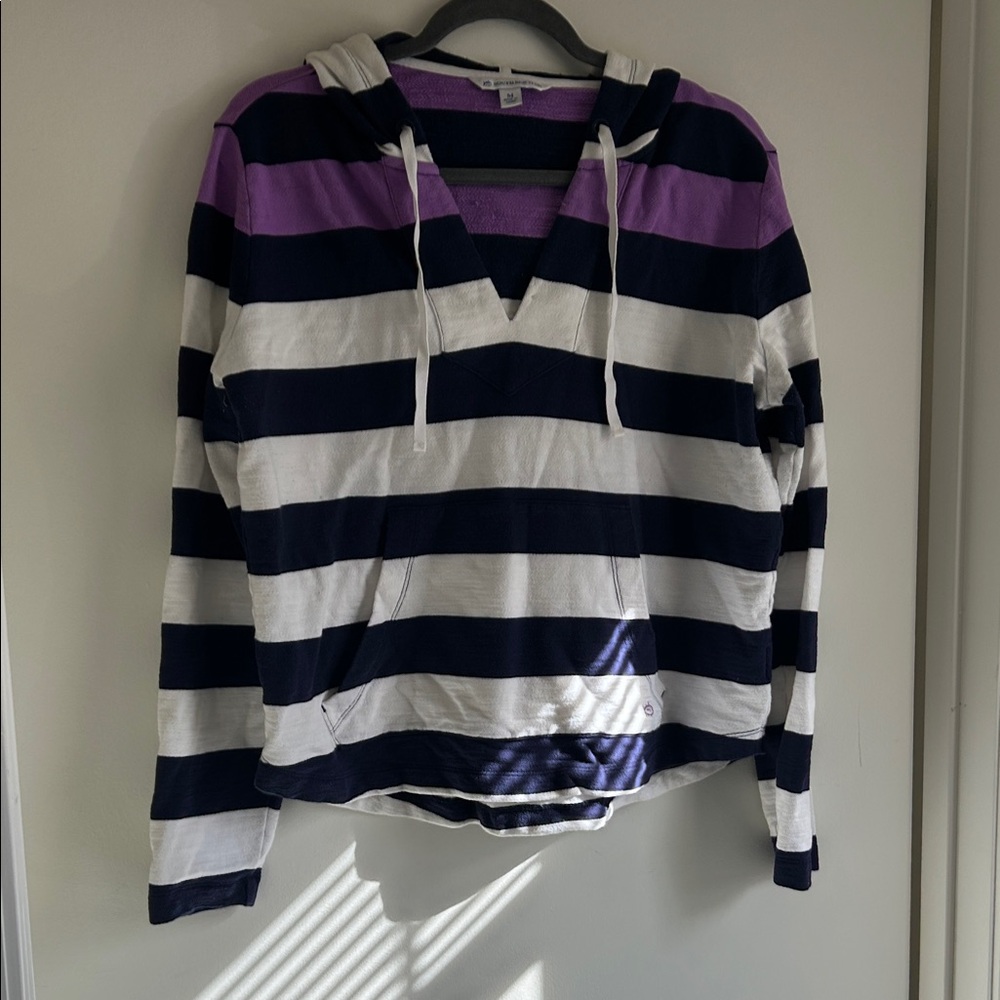Southern Tide Purple and Black Striped Hoodie